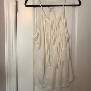 White ruffled tank top